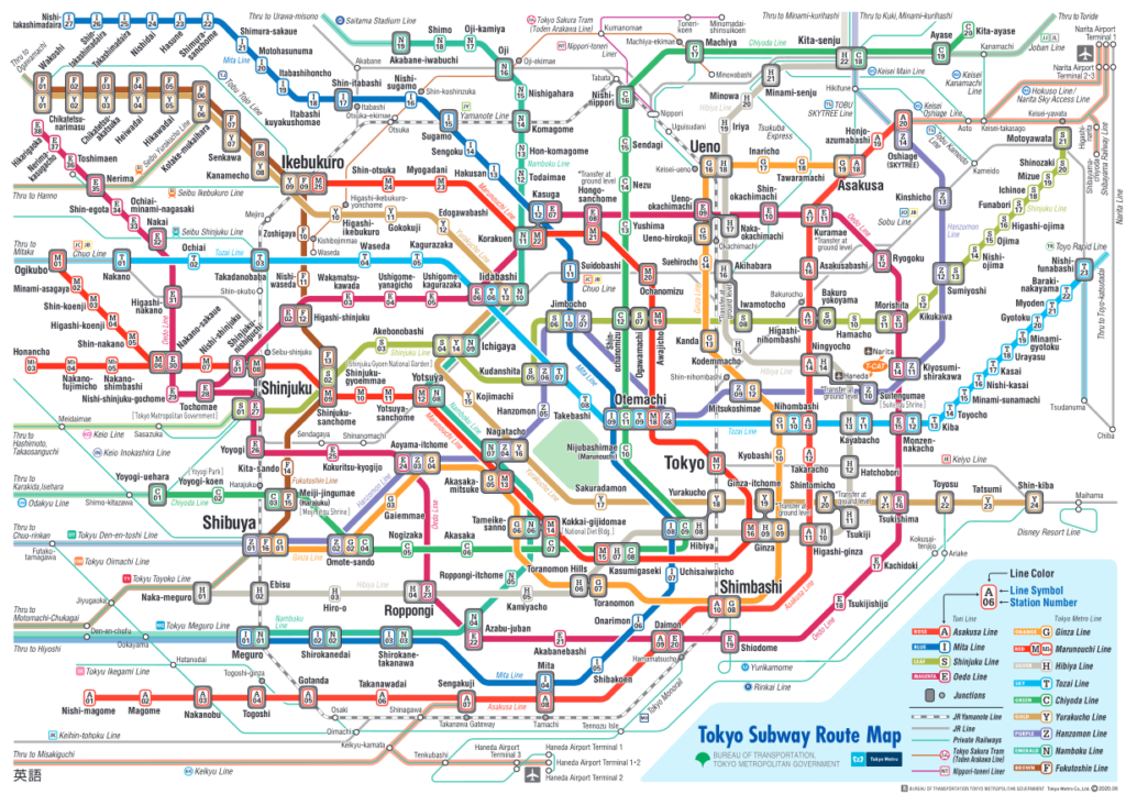 mapa metra v Tokiu